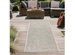Tappeto Per Interni Ed Esterni Terrazzo Resistente Alle Intemperie A Trama Piatta Con Motivo A Rombi In Beige Dimensioni - 80 X 150 Cm