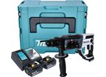 Makita Dhr 202 Rgjw Martello Perforatore A Batteria 18 V 20 Mm 2,0 J Bianco + 2X Batteria 6,0 Ah + Caricabatteria + Makpac