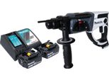 Makita Dhr 202 Rfw Martello Perforatore A Batteria 18 V 20 Mm 2,0 J Bianco + 2 Batterie 3,0 Ah + Caricabatterie