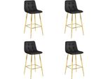 Sgabelli Valora Arceto - Velluto Nero E Gambe Dorate X4 | Set Di 4 Eleganti Sedie Da Bar In Velluto