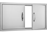 Succebuy 863X482Mm Doppia Porta Di Accesso Al Barbecue, Porta Verticale A Incasso In Acciaio Inox Con Maniglie, Porta Per Cucina Esterna Per Isola Barbecue E Stazione Grill