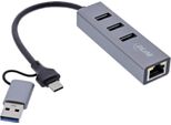 Inline® 4In1 Gigabit Hub, USB-C E USB-A, 1X RJ45, 3X Usb 3.2 Gen.1
