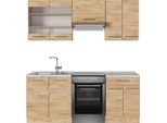 Vicco Cucina Componibile Fame-Line, 200 Cm , Pl Marmo, Quercia Dorata/Quercia Dorata