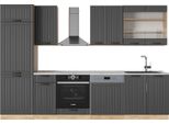 Vicco Cucina Componibile Fame-Line, 300 Cm , Pl Marmo, Grigio Scuro/Quercia Dorata