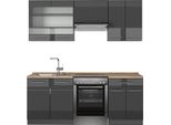 Vicco Cucina Componibile Fame-Line, 200 Cm , Pl Rovere, Antracite Lucido/Antracite