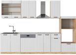 Vicco Cucina Componibile Fame-Line, 300 Cm Con Armadio Alto, Pl Marmo, Bianco Casa Di Campagna/Quercia Dorata