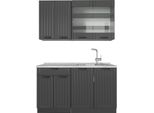 Vicco Cucina Monoblocco Fame-Line, 140 Cm , Pl Marmo, Grigio Scuro/Antracite