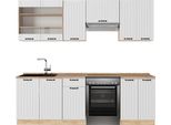 Vicco Cucina Componibile Fame-Line, 240 Cm , Pl Rovere, Bianco Casa Di Campagna/Quercia Dorata