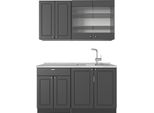 Vicco Cucina Monoblocco Fame-Line, 140 Cm , Pl Marmo, Landhaus Antrazit-Oro/Antracite