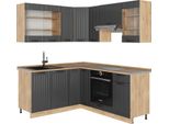 Vicco Cucina Angolare Completa Fame-Line, 190 X 60 Cm , Pl Rovere, Grigio Scuro/Quercia Dorata