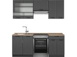 Vicco Cucina Componibile Fame-Line, 200 Cm , Pl Rovere, Grigio Scuro/Antracite