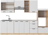 Vicco Cucina Componibile Fame-Line, 280 Cm , Pl Marmo, Bianco Casa Di Campagna/Quercia Dorata