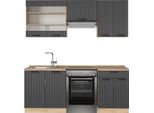 Vicco Cucina Componibile Fame-Line, 200 Cm , Pl Rovere, Grigio Scuro/Quercia Dorata