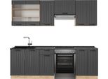 Vicco Cucina Componibile Fame-Line, 240 Cm , Pl Antracite, Grigio Scuro/Quercia Dorata