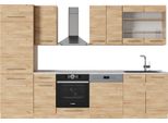 Vicco Cucina Componibile Fame-Line, 300 Cm , Pl Marmo, Quercia Dorata/Quercia Dorata