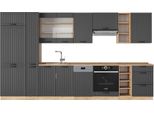 Vicco Cucina Componibile Fame-Line, 355 Cm , Pl Rovere, Grigio Scuro/Quercia Dorata