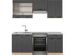 Vicco Cucina Componibile Fame-Line, 200 Cm , Pl Marmo, Grigio Scuro/Quercia Dorata