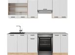 Vicco Cucina Componibile Fame-Line, 240 Cm , Pl Marmo, Bianco Casa Di Campagna/Quercia Dorata