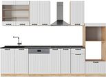 Vicco Cucina Componibile Fame-Line, 300 Cm Con Armadio Alto, Pl Antracite, Bianco Casa Di Campagna/Quercia Dorata