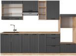 Vicco Cucina Componibile Fame-Line, 280 Cm , Pl Rovere, Grigio Scuro/Quercia Dorata