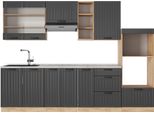 Vicco Cucina Componibile Fame-Line, 280 Cm , Pl Marmo, Grigio Scuro/Quercia Dorata