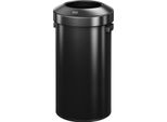 Eko - Cestino Per Rifiuti Urbani Da 90 Litri - Acciaio Inox - Nero