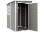 Casetta Per Attrezzi 1,54 M³, Casetta Da Giardino Con Tetto A Una Falda, 122 X 149 X 192/177 Cm, Casetta Per Attrezzi Con Porta Chiudibile A Chiave, Finestra, Garage Per Biciclette, Mobile Da Giardino In Alluminio, Per Cortile, Giardino, Grigio
