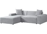 Home Deluxe Divano Angolare Amelio Cord - Grigio A Sinistra - 240 X 178 Cm I Divano Da Salotto Moderno Con Pouf