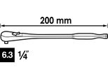 Cricchetto Reversibile A Denti Fini ∙ Versione Lunga ∙ V4944 ∙ Quadro Pieno Da 1/4 Di Pollice (6,3 Mm) ∙ 200 Mm
