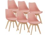 Sedia Da Pranzo 'FläTen' Set Di 6 Sedie Imbottite In Ecopelle Rosé