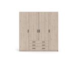 Armadio Spell L183 Cm 4 Ante E 3 Cassetti Decoro Hickory.