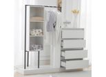Set Di Armadi Flieks Con Appendiabiti E Cassettiera, 140X40X126,5 Cm, 4 Cassetti Con Ampio Spazio Di Archiviazione, Armadio Scarpiera Armadio Credenza, Bianco