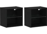 Syfax™ Mensola Galleggiante Con Luce Led 2 Pcs Nero 40 X 28,5 X 40 Cm