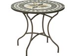 Dehner Mosaiktisch Diana, Ø 90 cm, Höhe 75 cm, Stahl/Stein, braun/grau/weiß