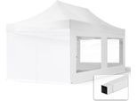 Toolport 3X6M Gazebo Pieghevole Con Laterali (Finestre Panoramiche), Economy Acciaio, Bianco