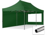 Toolport 3X6M Gazebo Pieghevole Con Laterali (Finestre Panoramiche), Premium Acciaio, Verde Scuro