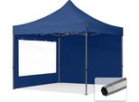 Toolport 3X3M Gazebo Pieghevole Con Laterali (Finestre Panoramiche), Premium Acciaio, Blu Scuro