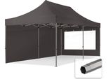 Toolport 3X6M Gazebo Pieghevole Con Laterali (Finestre Panoramiche), Premium Acciaio, Grigio Scuro
