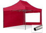 Toolport 3X4,5M Gazebo Pieghevole Con Laterali (Finestre Panoramiche), Premium Acciaio, Rosso