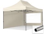 Toolport 3X4,5M Gazebo Pieghevole Con Laterali (Finestre Panoramiche), Premium Acciaio, Crema