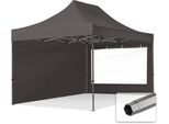 Toolport 3X4,5M Gazebo Pieghevole Con Laterali (Finestre Panoramiche), Premium Acciaio, Grigio Scuro