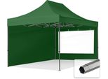 Toolport 3X4,5M Gazebo Pieghevole Con Laterali (Finestre Panoramiche), Premium Acciaio, Verde Scuro