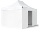 Toolport 3X4,5 M Gazebo Pieghevole Pvc Con Laterali, Premium Acciaio, Bianco