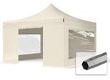 Toolport 4X4 M Gazebo Pieghevole Con Laterali (Finestre Panoramiche), Premium Acciaio, Crema