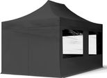Toolport 3X4,5 M Gazebo Pieghevole Con Laterali (Finestre Panoramiche), Economy Acciaio, Nero