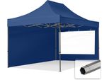 Toolport 3X4,5M Gazebo Pieghevole Con Laterali (Finestre Panoramiche), Premium Acciaio, Blu Scuro
