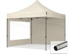 Toolport 3X3M Gazebo Pieghevole Con Laterali (Finestre Panoramiche), Premium Acciaio, Crema