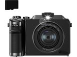 INF Digitalkamera 4K/48 MP/18-facher Digitalzoom/Autofokus/Dual-Kamera 32 GB Speicherkarte Schwarz