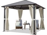 Toolport Gazebo Da Giardino 3X3 M Tetto Hardtop In Acciaio Con Teli Laterali E Zanzariere In Crema