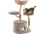 Costway 105Cm Tiragraffi In Legno, Albero Per Gatti Con Grotta Per Gatti, 2 Sedute In Peluche, Cesto E Palla, Tiragraffi Per Gatti, Albero Per Arrampicata Per Gatti, Marrone